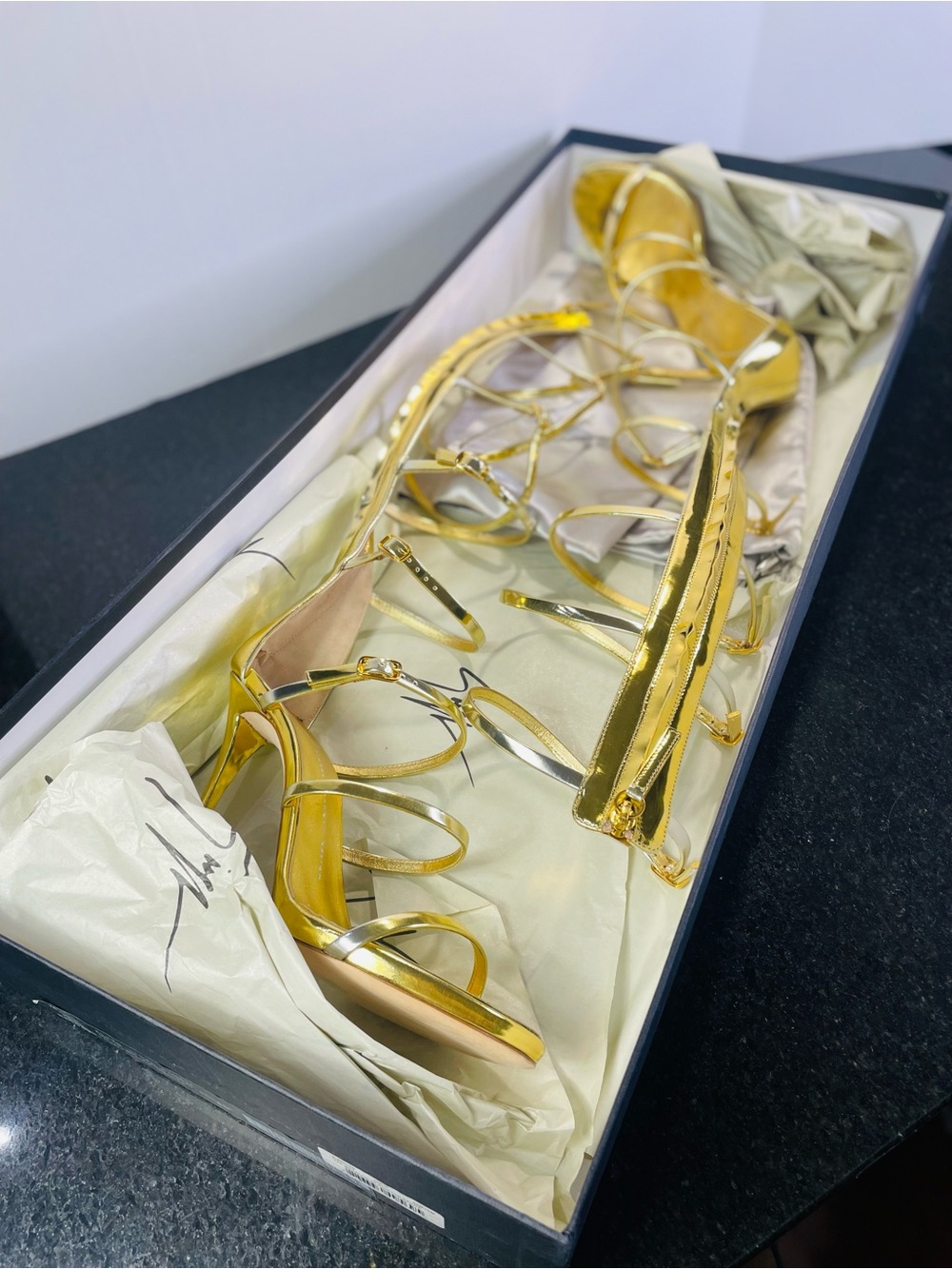 Giuseppe Zanotti Gold Gladiator Knee-High Strappy Stiletto Boots - Picture 10 of 11